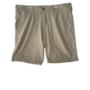 Jack's Surfboards Shorts Men's 34” Tan Flat Front Slash Pockets- Hybrid